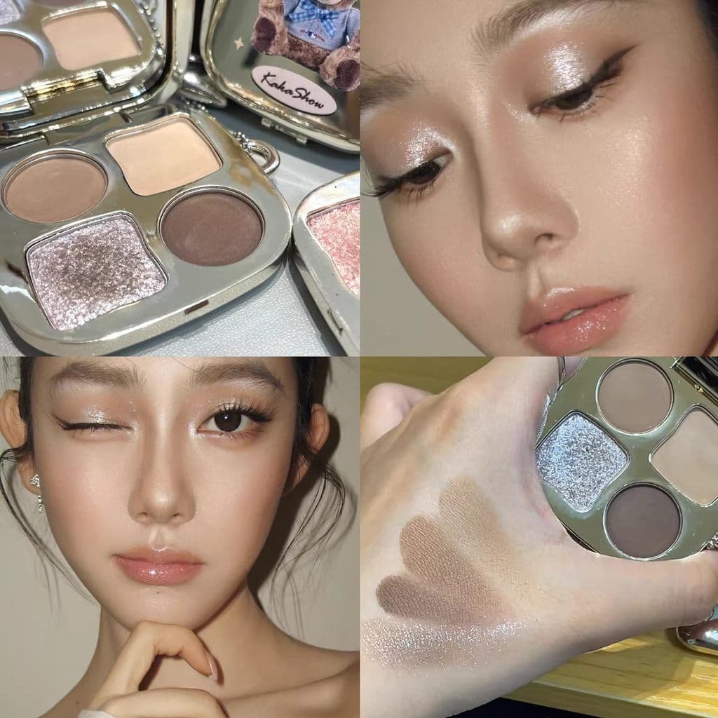 Paleta divina divina de desenho animado feminino sombra de quatro cores perolada fina piscando cor da terra paleta de so