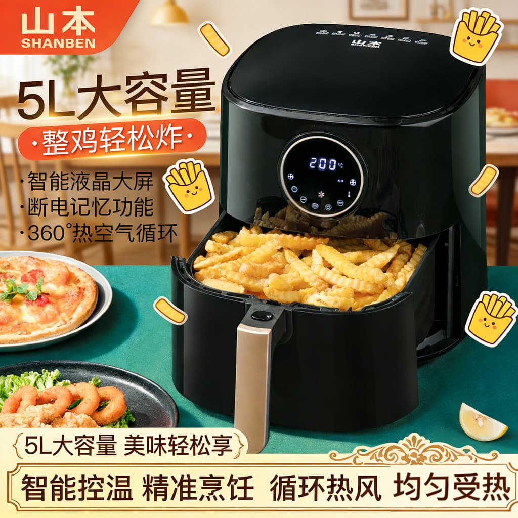 Yamamoto fritadeira de ar visível automática doméstica fritadeira elétrica integrada multifuncional grande capacidade in