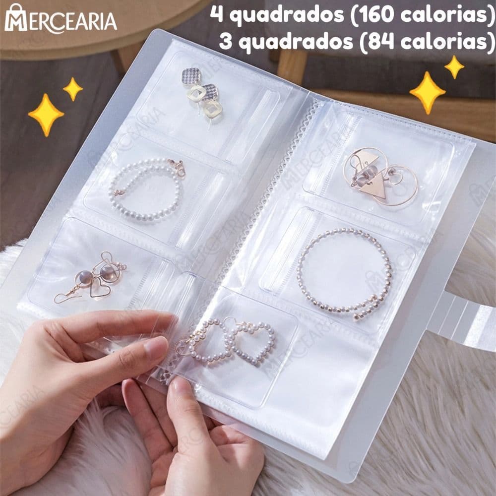 84/160 Grade Transparente Livro De Armazenamento De Jóias Auto Vedação Saco Para Colar Anel Foto Cartão Organizador-ME