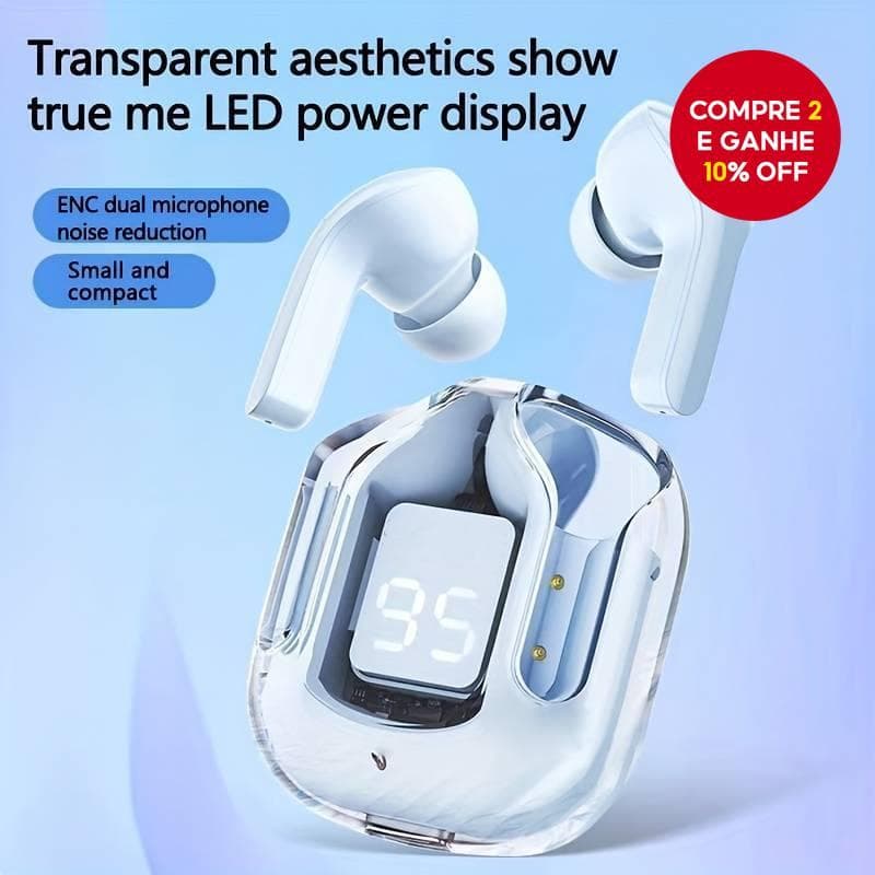 Fones De Ouvido Air31 Bluetooth 5.3 TWS Sem Fio Com Cancelamento De Ruído Ativo Touch 4D Estéreo LED Display Graves Prof