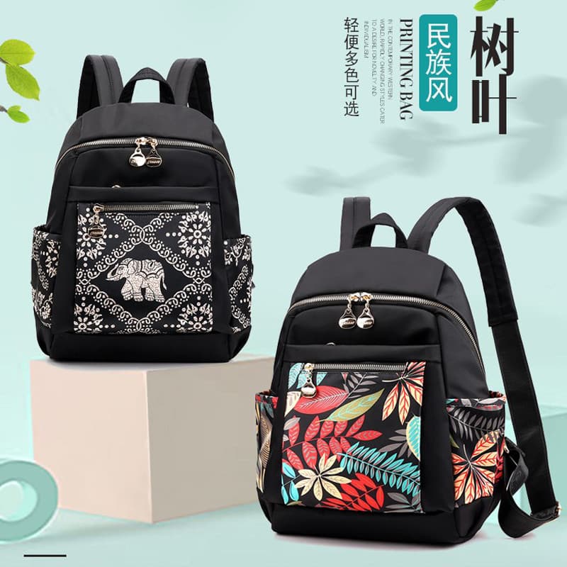 Estilo étnico Oxford pano mochila feminina grande capacidade impressa à prova dwaterproof água moda All-Match saco de es
