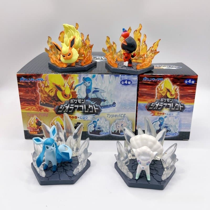 20254 Pçs/Set 5cm Anime Pokémon Flareon Glaceon Ice Vulpix Charcadet Battle Edition Habilidade Efeitos Especiais Versão