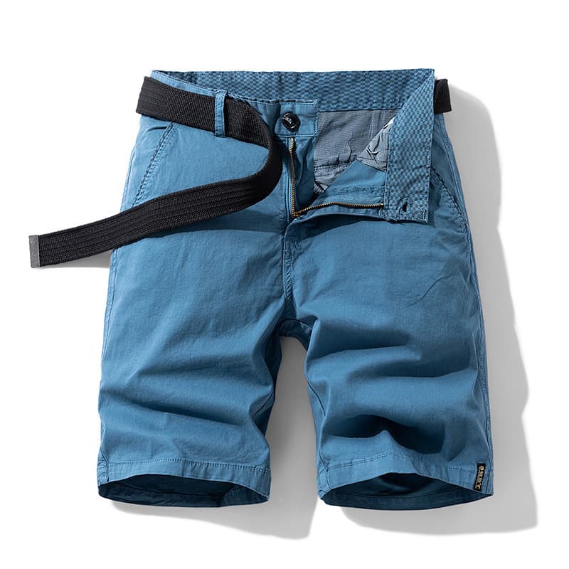 Estilo Hong Kong solto em linha reta calças de cinco pontos verão simples Casual calças médias masculinas cor sólida Mic