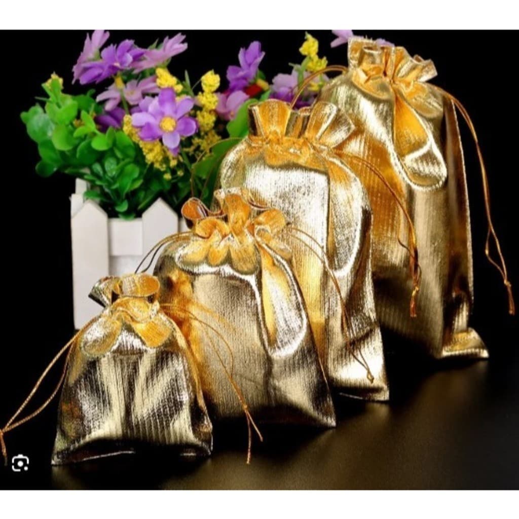 ANA 50 unidades Saquinhos de Organza Presente-vários tamanhos(Cor Prata e Dourado / Guardar Lembrancinhas)