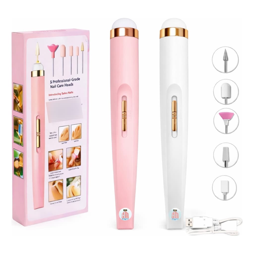 lixa elétrica portátil para unhas recarregável usb manicure com 5 brocas design moderno