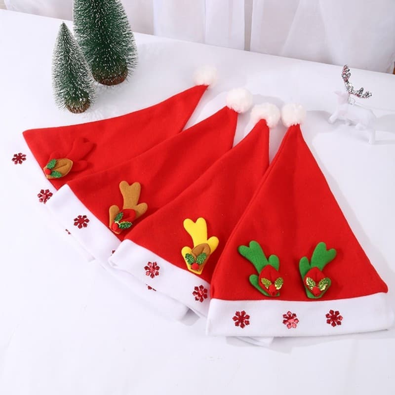 Gorro de Papai Noel Colorido para Festa de Natal, Chifres Xadrez, Tamanho Ajustável para Adultos, Acessórios Unissex SSZ