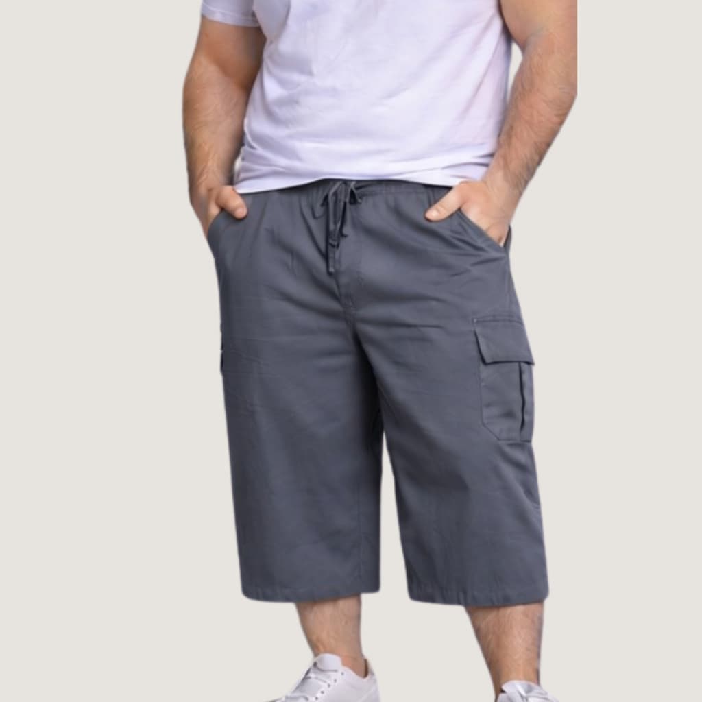 Bermuda Cargo Masculina Plus Size G1 ao G4 Sarja 100% Algodão Confortável Casual Bolso Lateral Dia a Dia