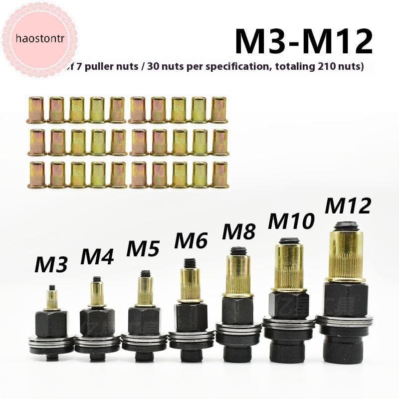 Haostontr 11 Pçs Manual Rebitador Porca Ferramenta Acessório Para Porcas M3 M4 M5 M6 M8 M10 M12 Instalação Simples Mão R
