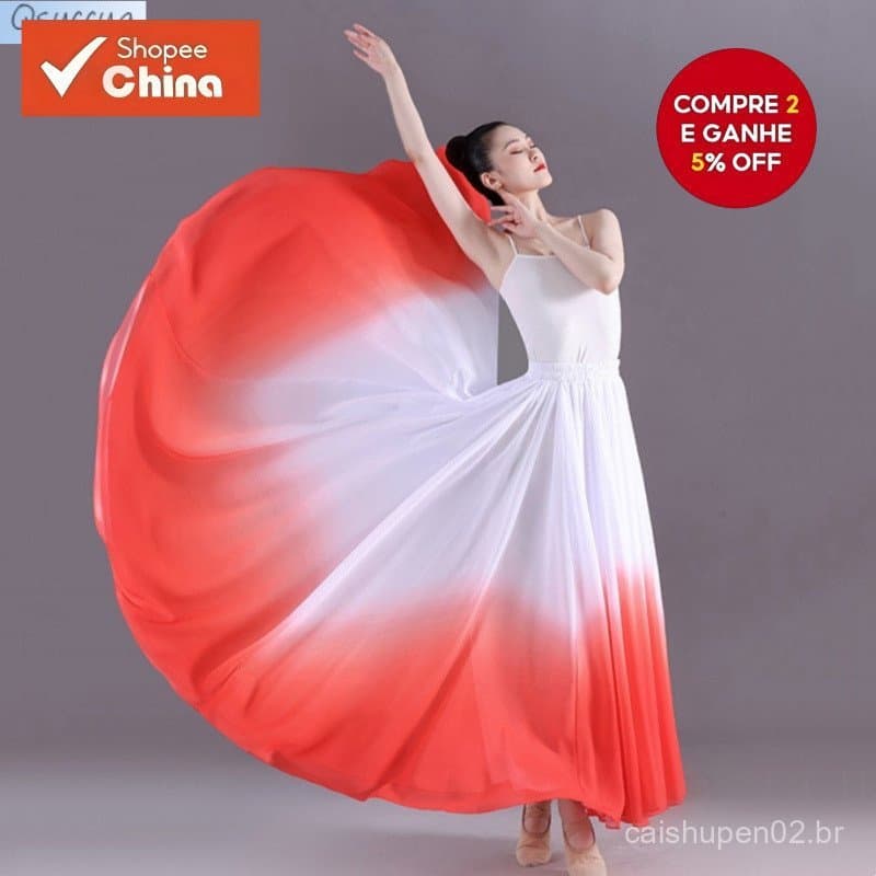Vestido de Dança Clássica Qsuccua para Mulheres Adultas com Gradiente e Saia Larga UXDY Y24B