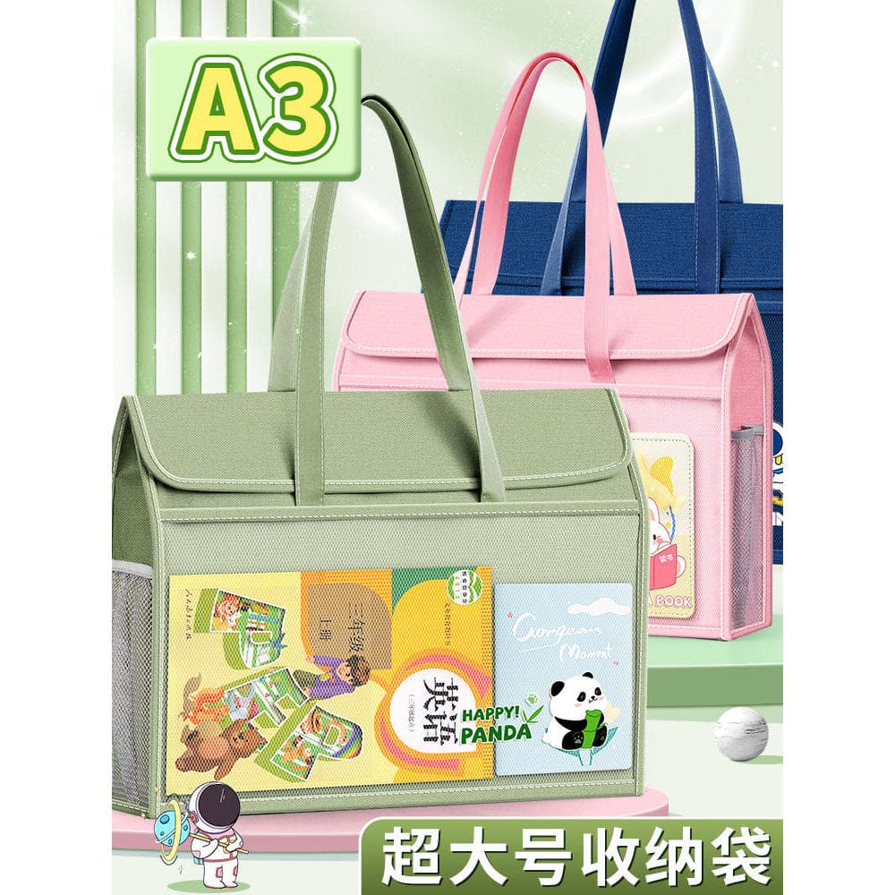 Uma bolsa de arte a3 Bolsa de arquivo grande 8 aberta 8k portátil estilo zíper lona meninas bolsa Tutorial grande capaci