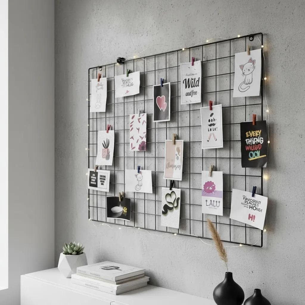 Mural De Fotos Memory Board Painel Aramada Com Led 60x60