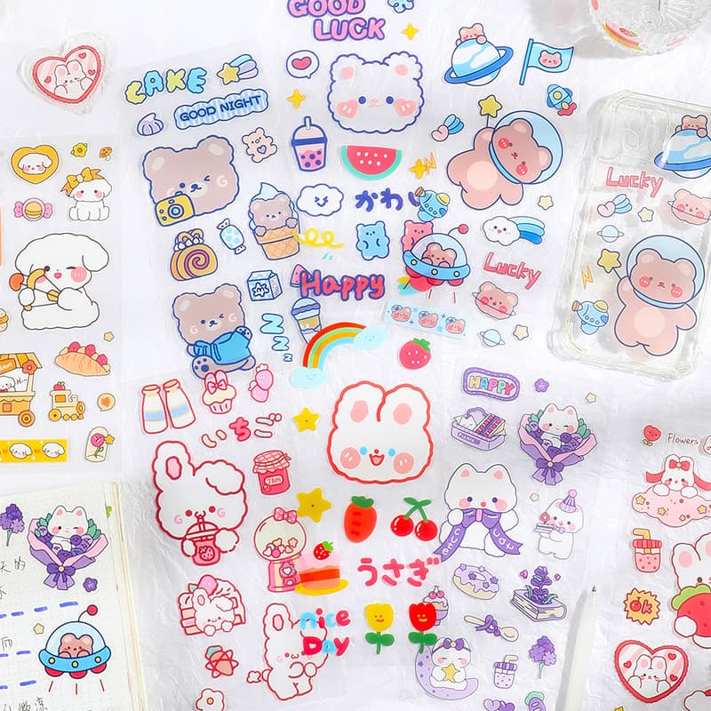 Ins estilo menina coração influenciador dos desenhos animados bonito à prova dwaterproof água transparente pet manual ad