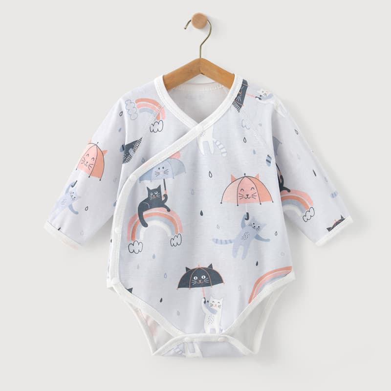 Macacão de algodão puro para bebês, macacão de manga comprida para meninos e meninas, camisa de fundo para bebês recém-n