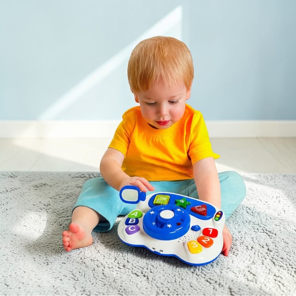 Brinquedo Volante Bibi Baby Com Luz e Som Interativo Divertido Bebê Criança Guta Guti Dm Toys