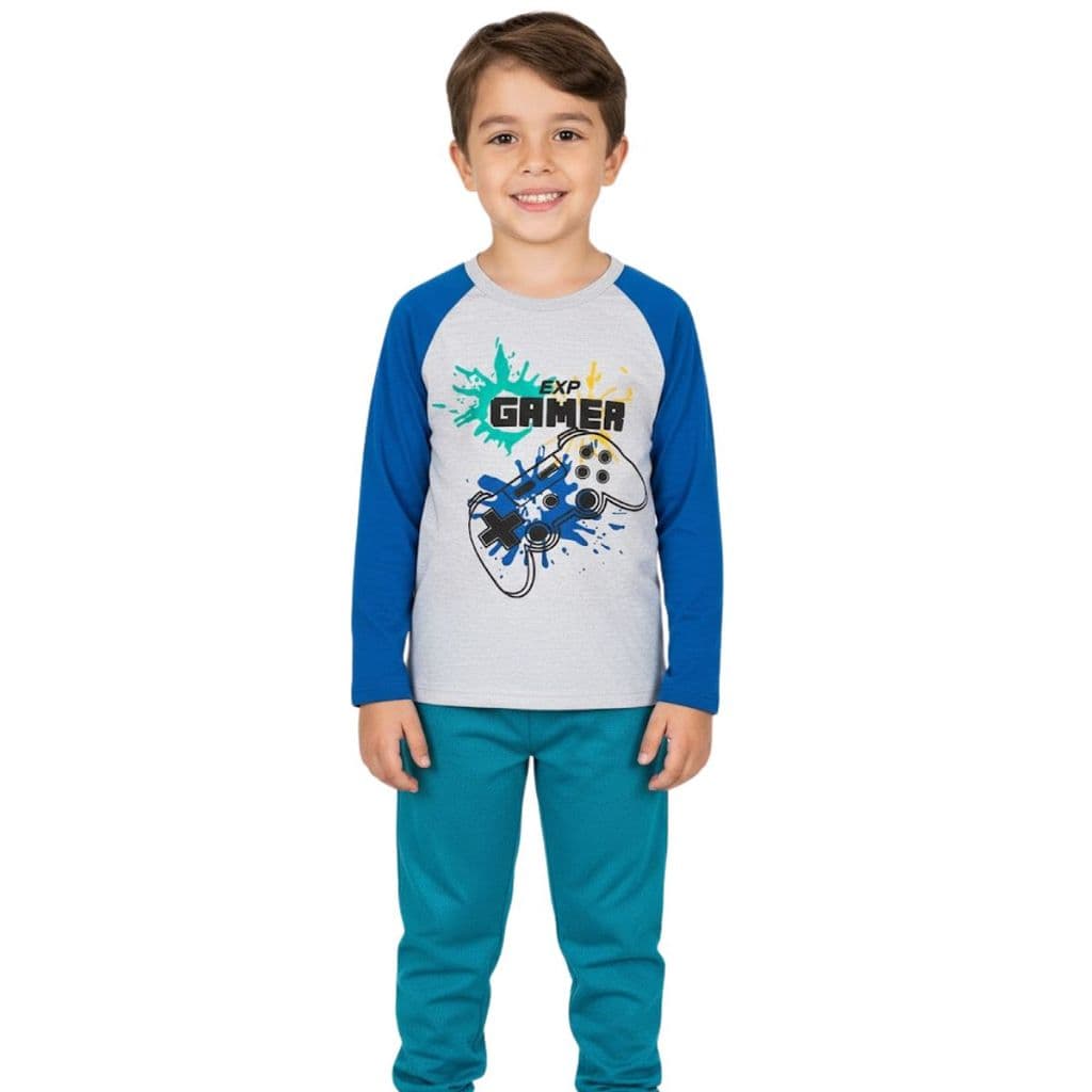 Conjunto Infantil Menino Gamer Blusa e Calça Inverno Menino
