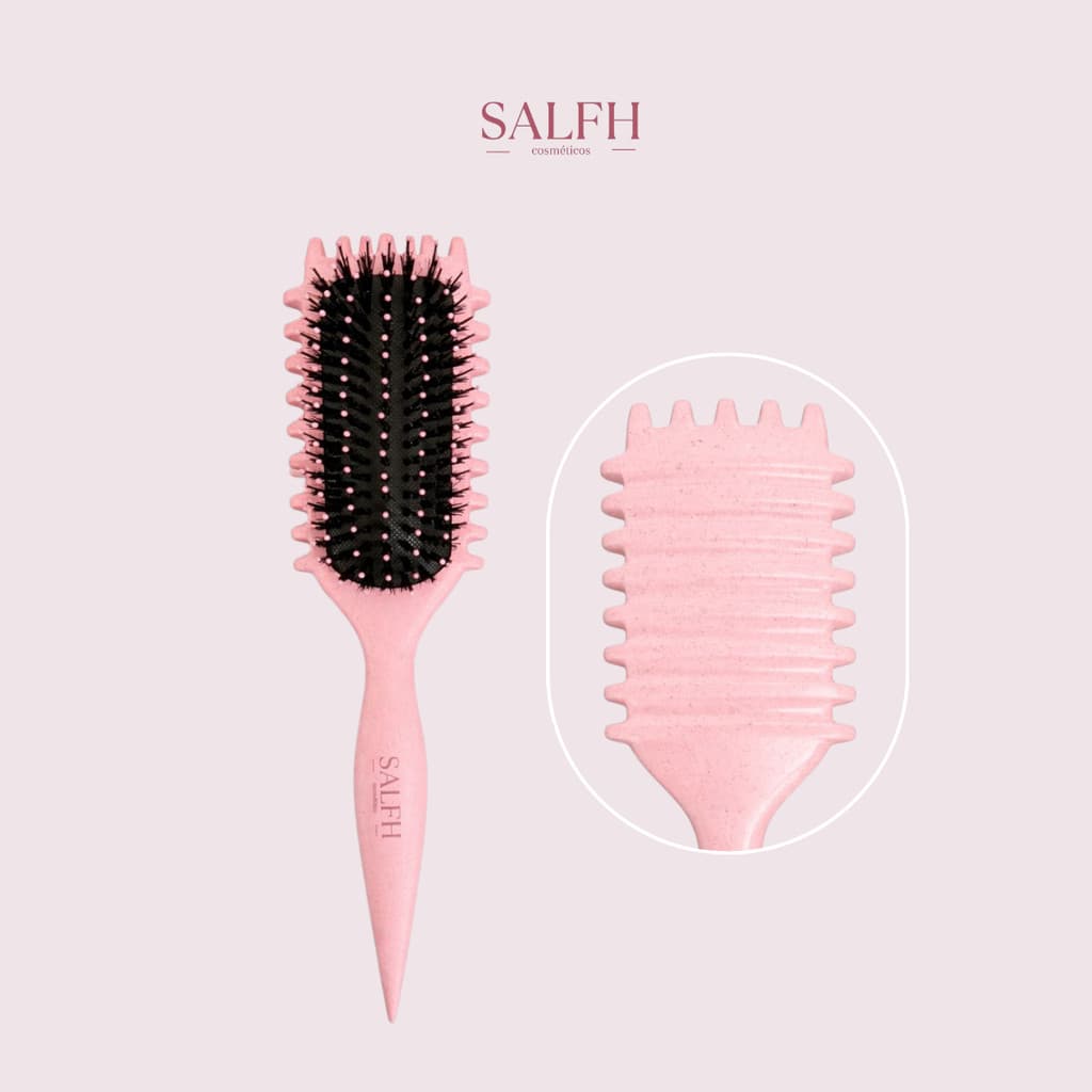 Escova de Fitagem Profissional Rosa – Para Cachos Definidos e Sem Frizz - Uso Diário