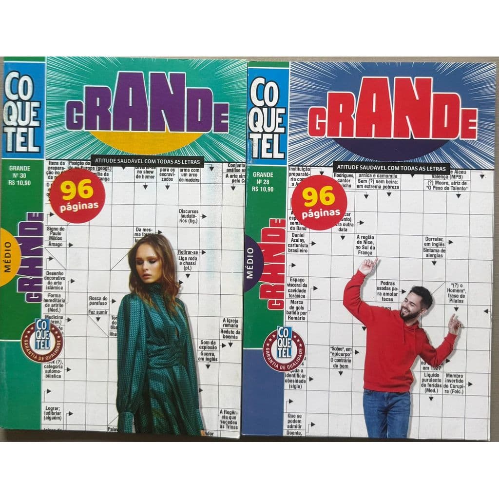 Kit 02 Palavras Cruzadas- Coquetel- médio grande- 96 pág cada