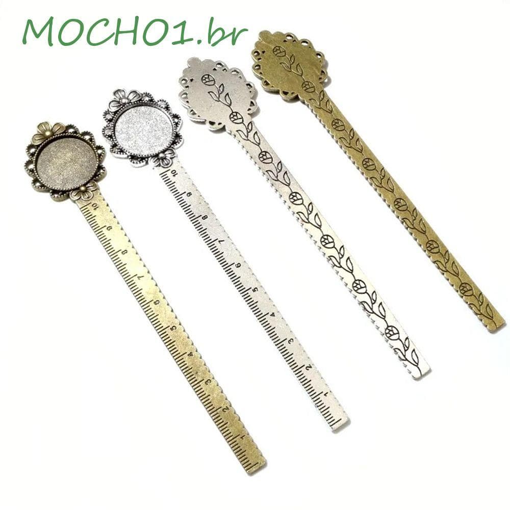 MOCHO1 Marcador Antigo , Moldura Em Branco Cabochão Base Régua Livro Cilp , Cameo 20mm Flor Bronze
