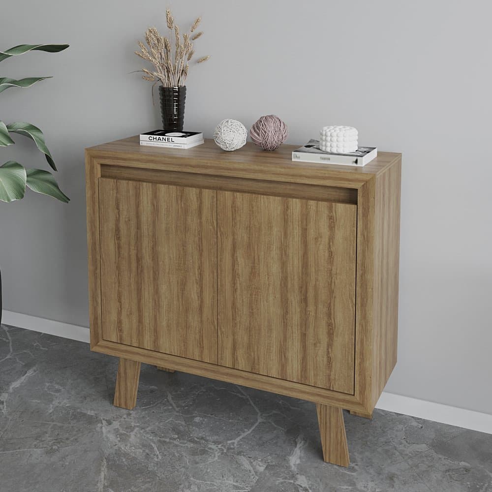 Balcão para Escritório 90cm com 2 Portas e 1 Prateleira Amêndoa