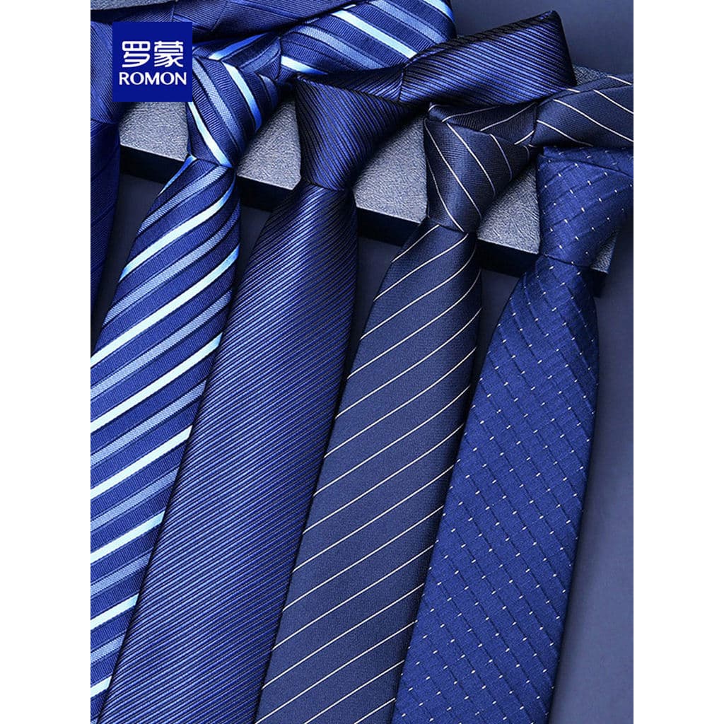 Homens gravata azul negócios Formal camisa feita à mão zíper livre nó casamento noivo padrinhos High-End pessoas preguiç