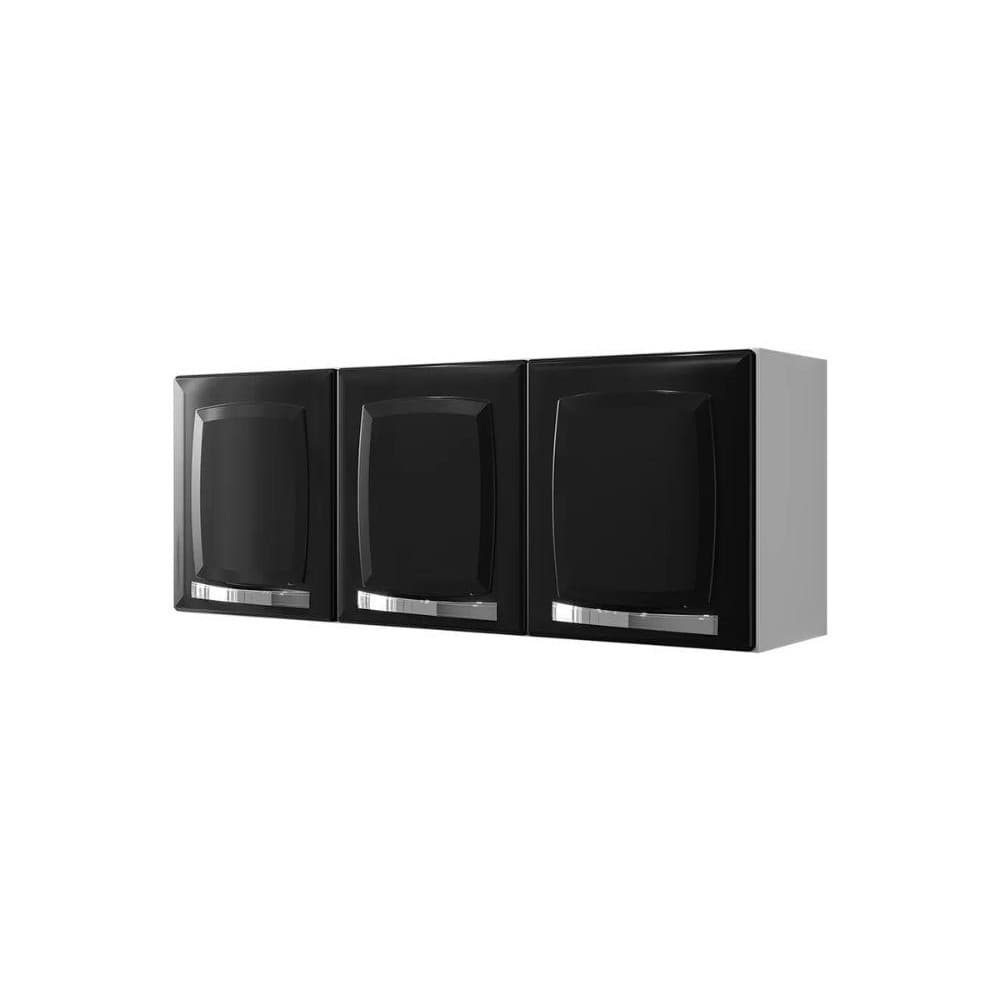 Armário Aéreo 3PT Linha Rose Preto Itatiaia 120cm 3 Portas em Aço