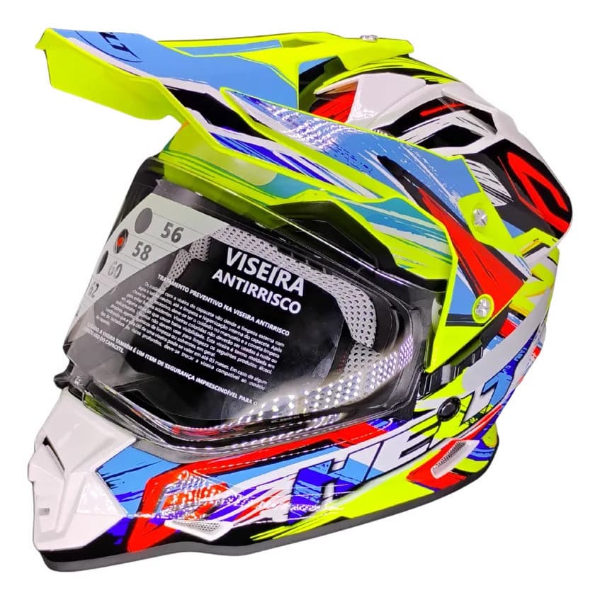 Capacete Helt Cross Vision Glass Prisma Óculos Tamanho 58