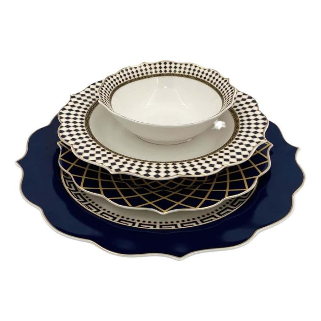 Conjunto jogo De Jantar Porcelana 24 Peças Luxo Design Clássico