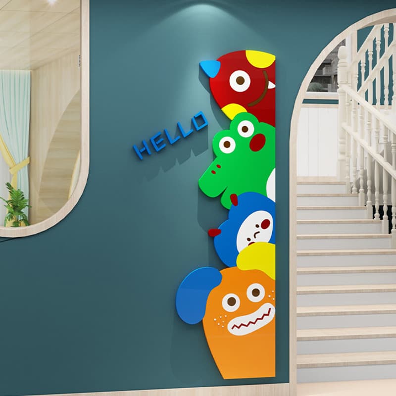 Layout de sala de aula de canto inglês Adesivos de parede de jardim de infância Instituição de anel Cultural Criação de