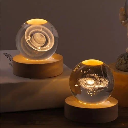 Luminária Bola Cristal Iluminação Decorativa Efeito Galáxia Ambiente Aconchegante Luz Colorida