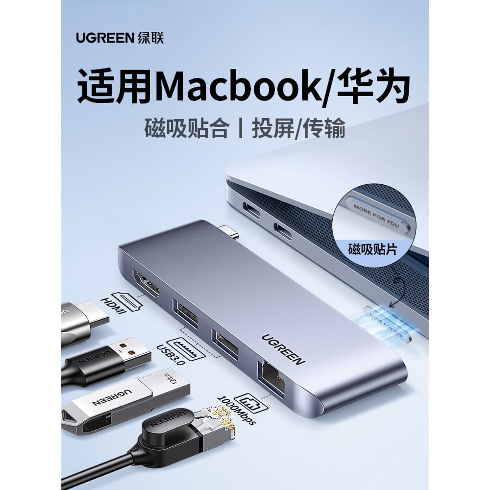 Estação de acoplamento Lvlian Docking Station Divisor USB Hub Extensão HDMI Tela de projeção Adaptador conversor de cabo