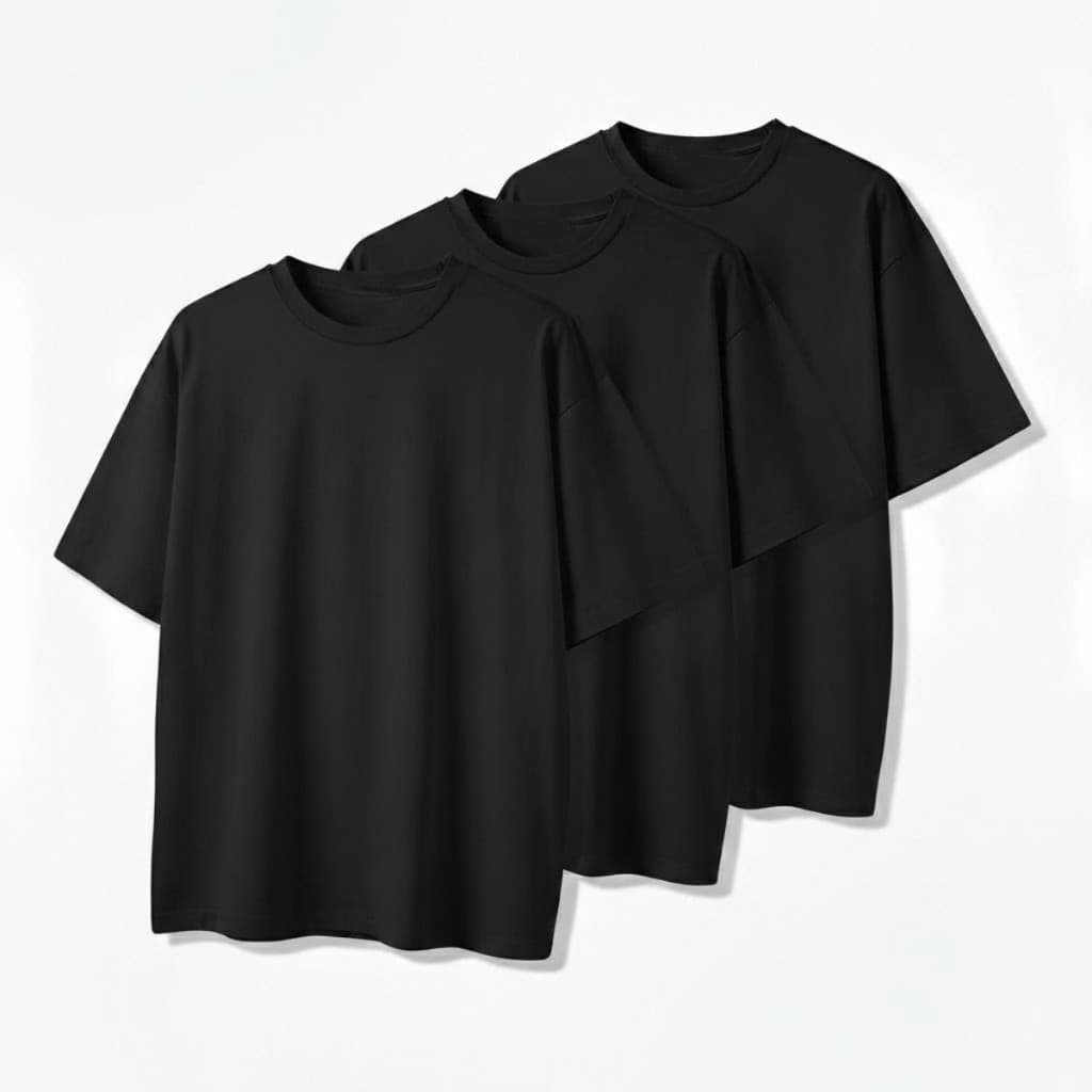 Kit 3 T-Shirts Oversized Premium de Algodão Egípcio com Toque Suave em Suedine