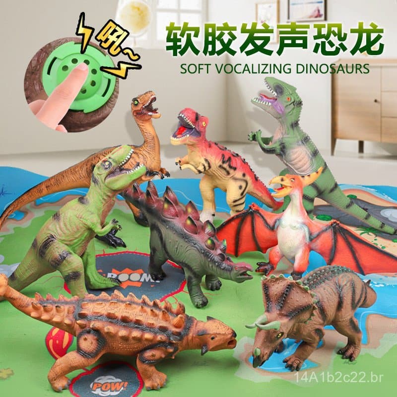 Brinquedo de Dinossauro Grande Realista de Borracha Macia com Som para Crianças e Meninos, Tiranossauro de Vinil, Pteros