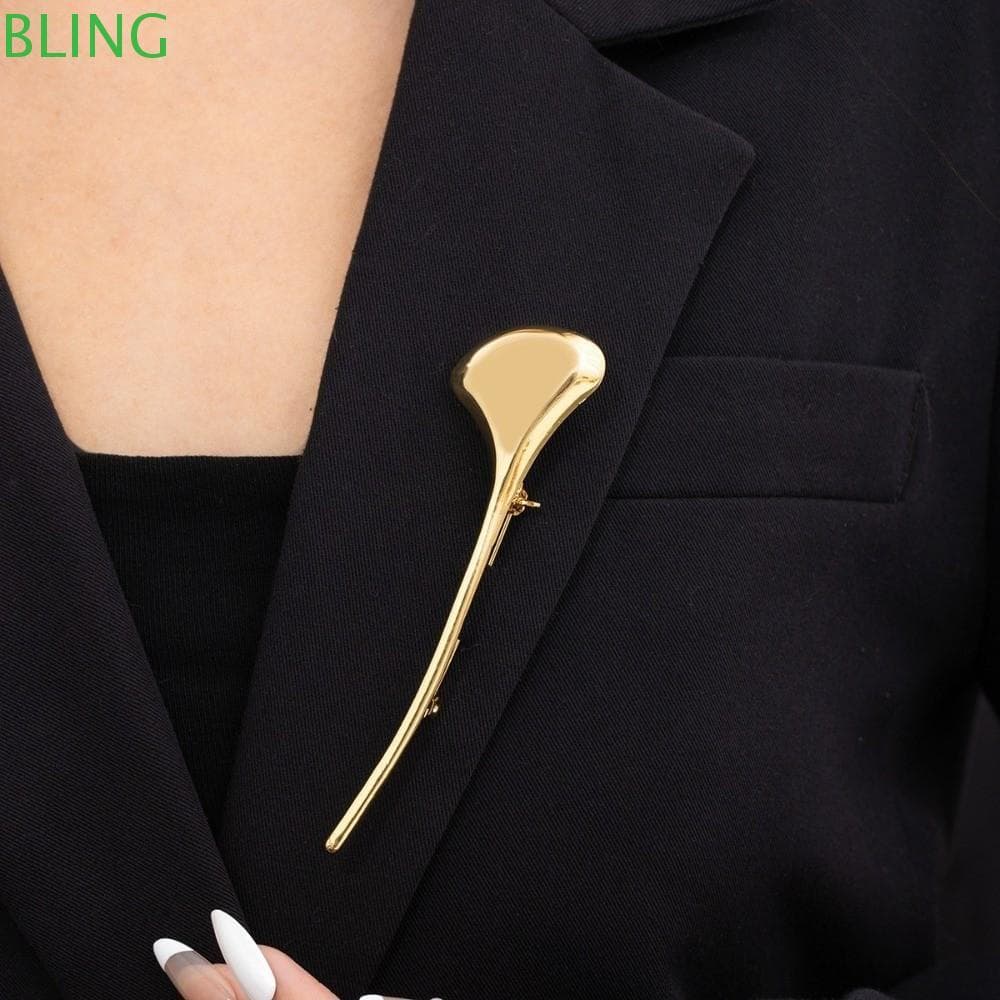 Pino De Folha Longa BLING , Broche De Ginkgo De Metal Dourado , Alfinetes De Casaco De Banquete Brilhante , Ocasiões