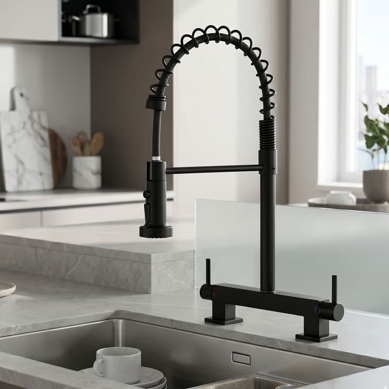 Torneira Cozinha Inox Dupla Alavanca Quente Frio Instalação Dupla 3 Funções