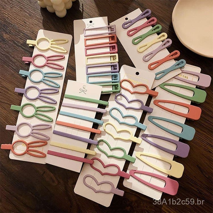 Presilha de cabelo minimalista estilo japonês com design vazado em cores Morandi, presilha lateral de coelhinho fofa, ac