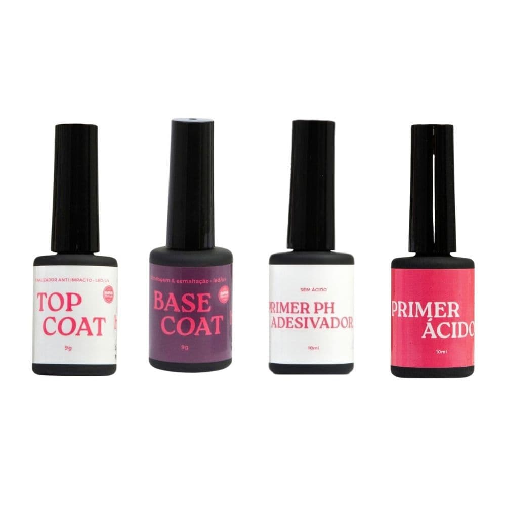 Kit 1 Base Coat Top Coat Primer Acido Primer PH Adesiv HQZ