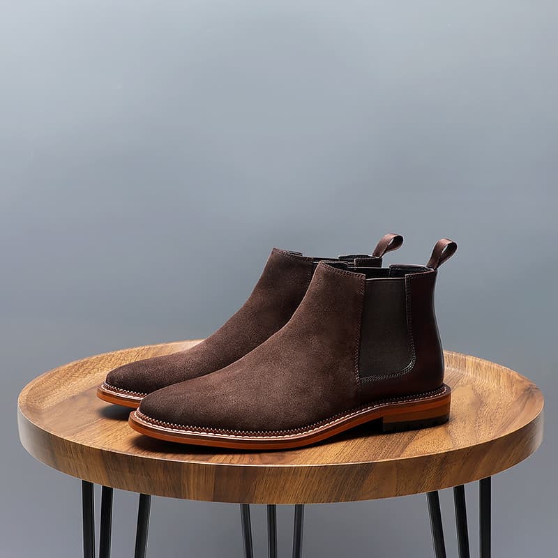 Chelsea botas masculinas inverno Mid-Top couro genuíno britânico Retro Martin botas jovens deslizamento em botas curtas