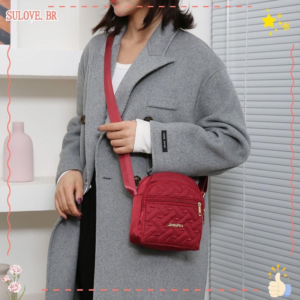 SULOVEDU Bolsas Quadradas Pequenas , Bolsa Mensageiro Multifuncional De Nylon Para Celular Com Vários Compartimentos