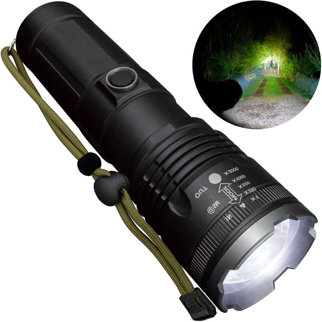 Lanterna Super Potente Tatica Recarregável USB Led Laser 2000m+ Power Bank
