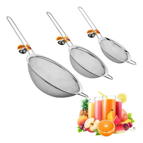 Kit Com 3 Peneiras De Inox Utensílios De Cozinha 8/10/12cm