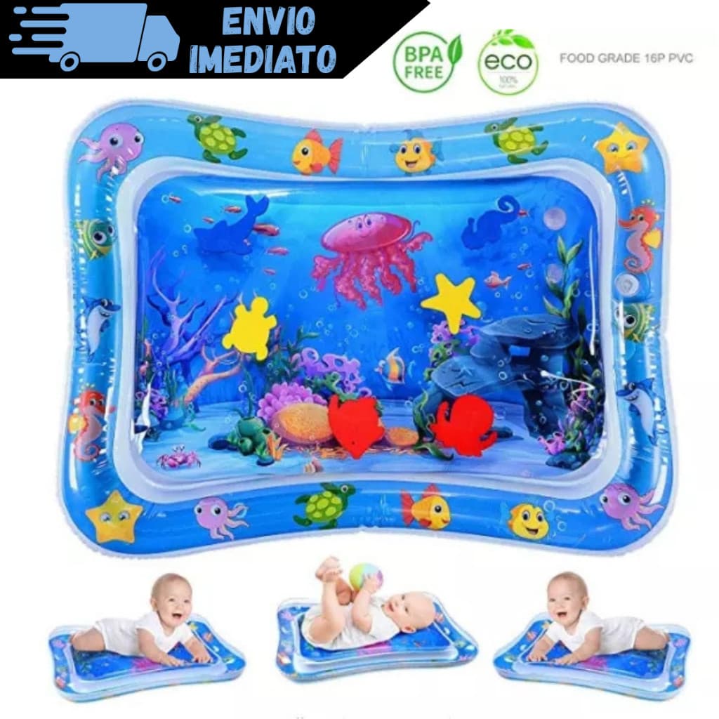 Tapete Infantil Interativo Bebê Inflável Água 69x50cm Atividades Sensorial Almofada Fundo Do Mar
