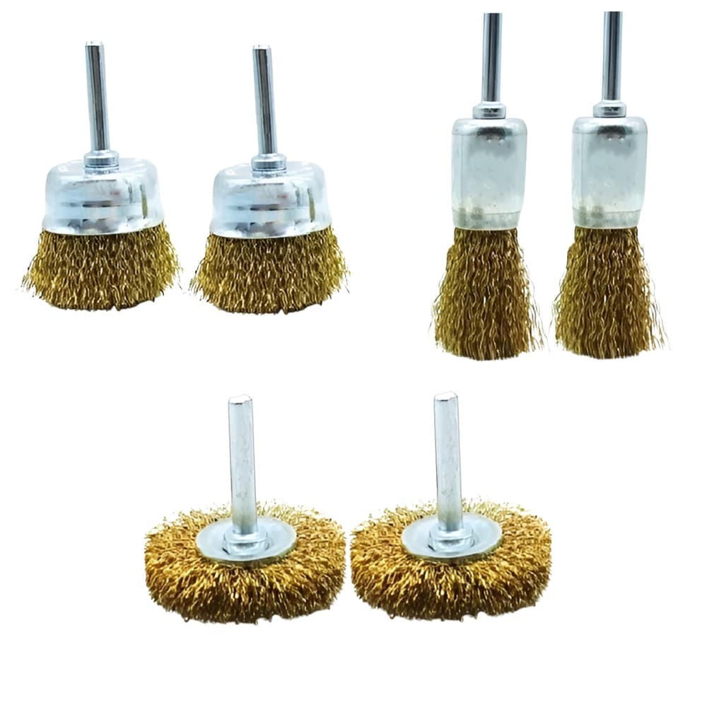Kit 6 Escova Aço Circular Furadeira Haste Desbaste 6 Peças