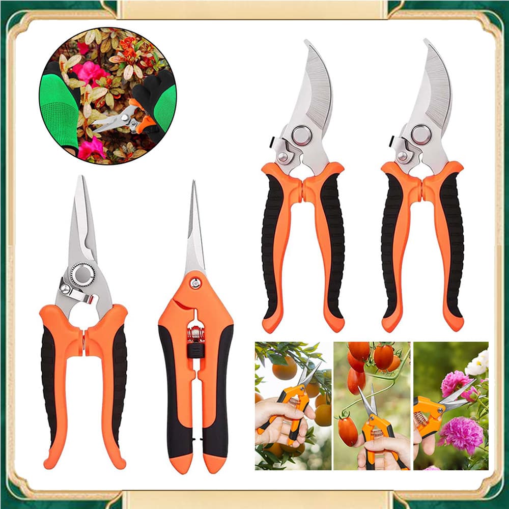 Tesouras de poda para horticultura Conjunto de 4 peças Tesouras para poda de ramos Tesouras para colheita de frutos