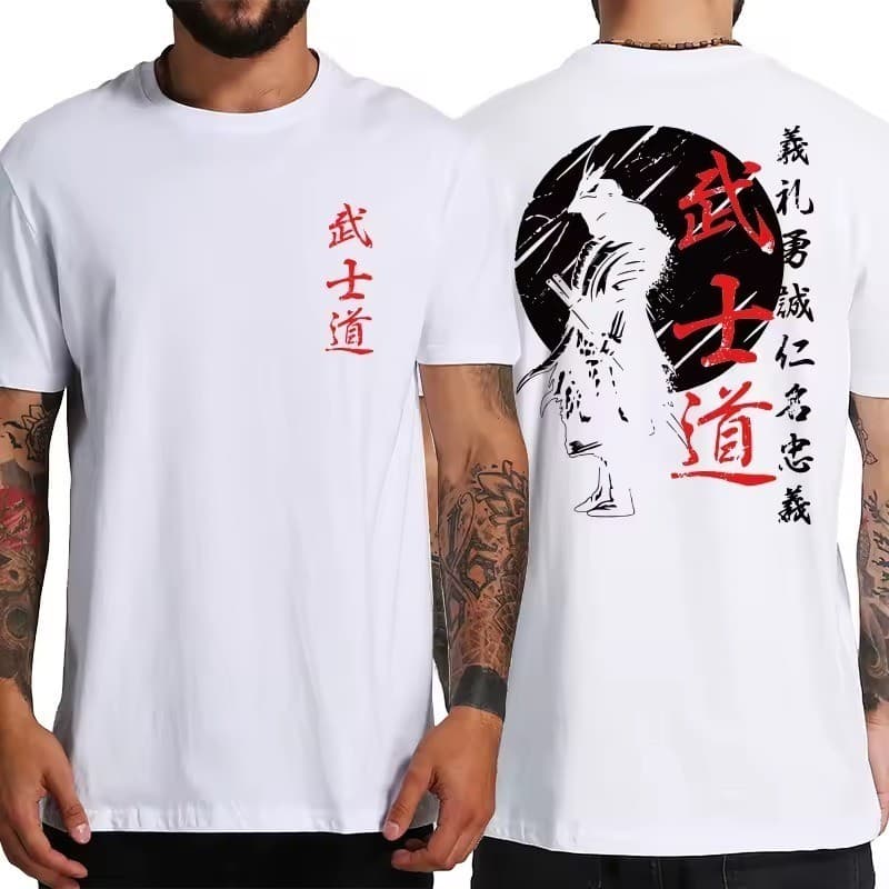 Camiseta camisa Masculina T-Shirt Espirito Samurai Japonês Streetwear 100% Algodão fio 30.01