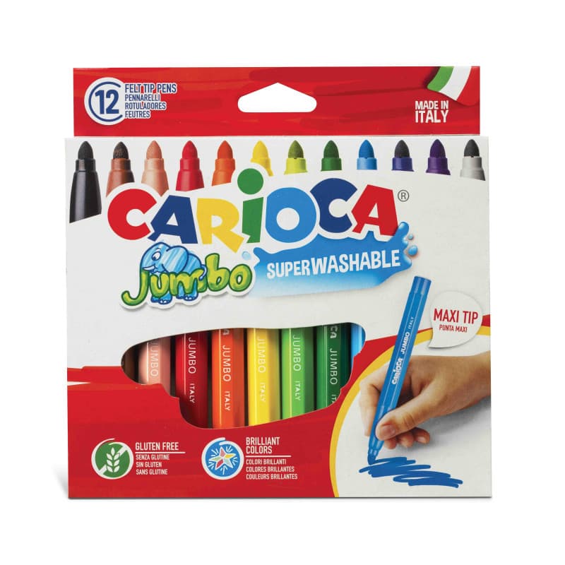 Canetinha Hidrográfica Super Lavável 12 Cores Jumbo Carioca