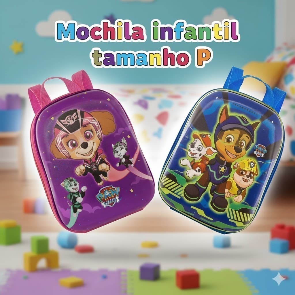 Mochila Infantil Personagem Escolar Passeio Leve Resistente Criança