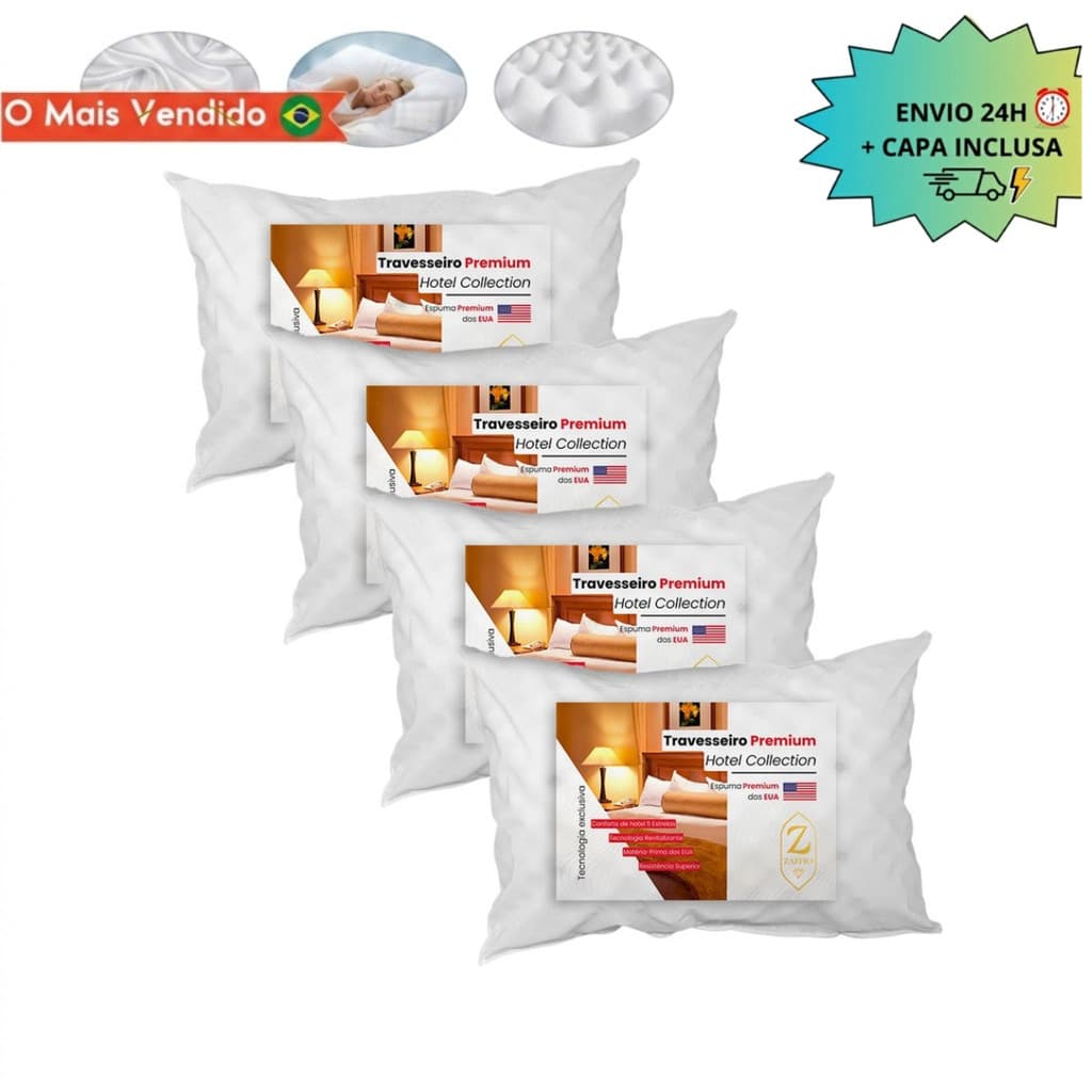 KIT 4 Travesseiro MAGNÉTICO Ortopédico Massageador IMÃS Infravermelho Anti Ronco Terapêutico Premium