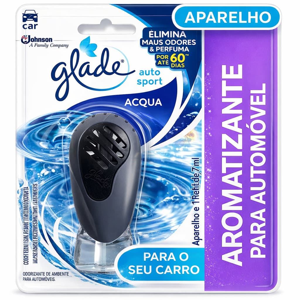 Glade Auto Sport Acqua 7ml Aromatizador Para Carro Com Aparelho