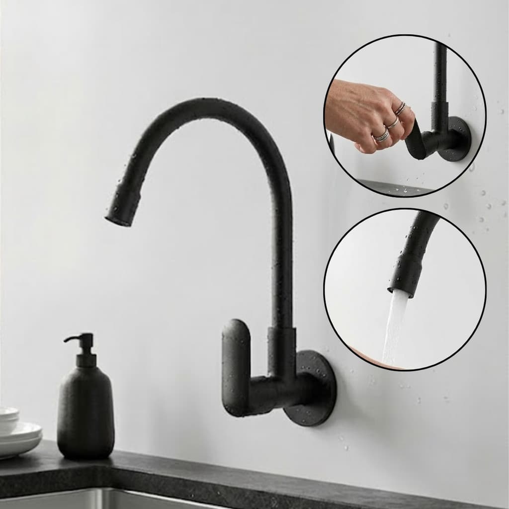 Torneira Cozinha Parede Gourmet Bica Movel 360 Metal Com Arejador Extensivel