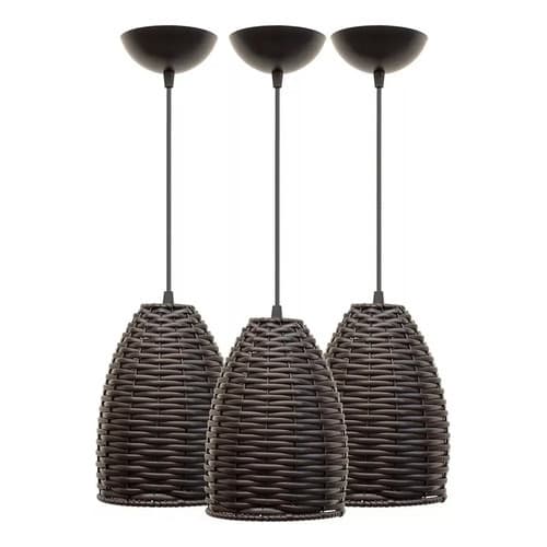 Pendente Aramado Junco Taça Luminária Lustre Retrô Vintage Balcão Industrial